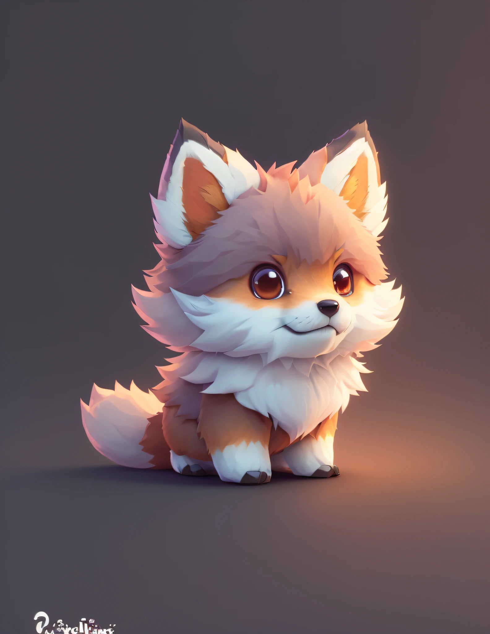 cartoon illustration of a furry little fox sitting on a dark surface, cute detailed digital art, cute 3 d render, adorable digital painting, cute digital art, isometric 3d fantasy cute dog, fox from league of legends chibi, cute fox, 3 d render stylized, stylized 3d render, blender eevee render, stylized as a 3d render