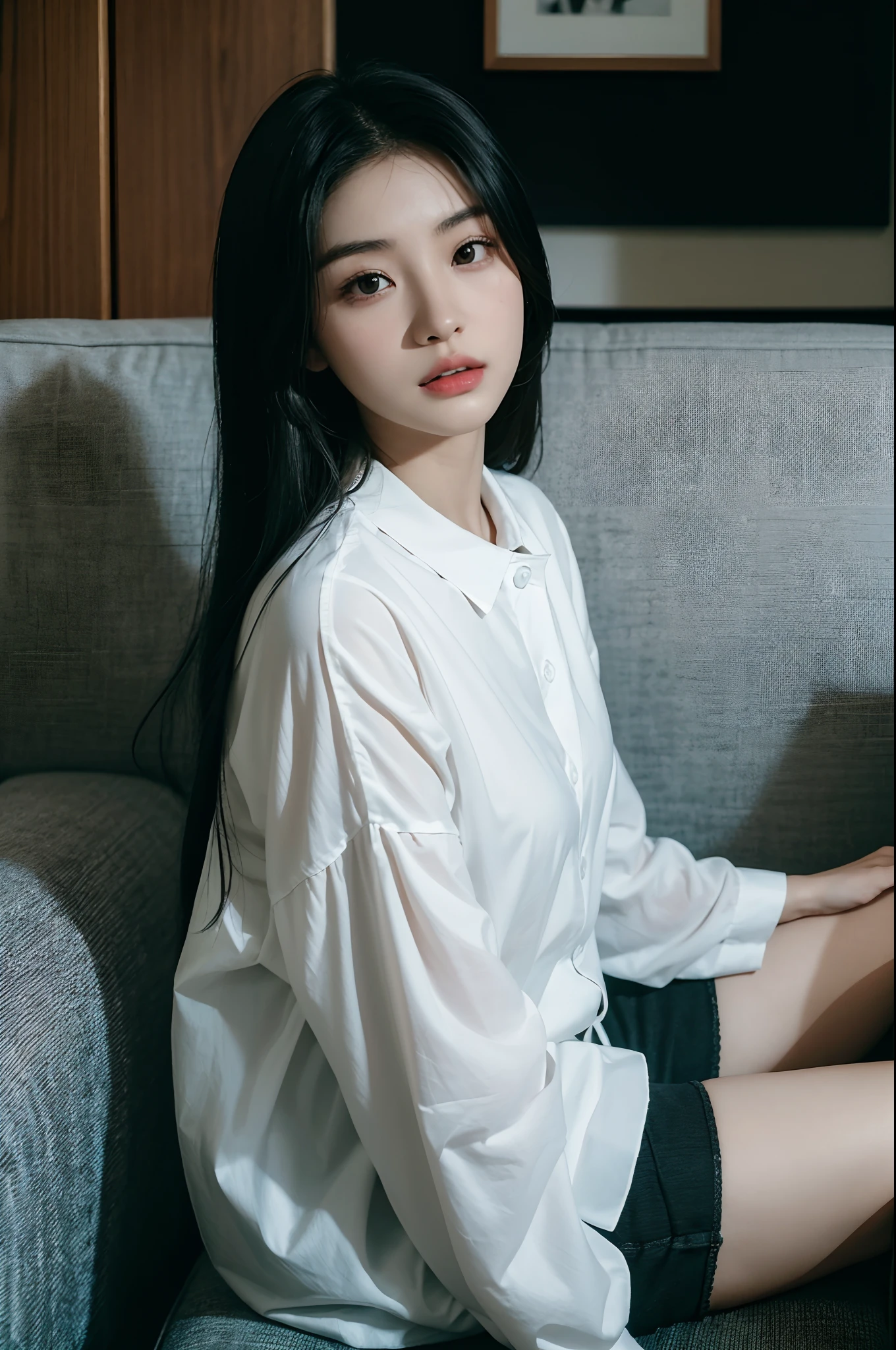 arafed woman with long black hair sitting on a couch, young cute wan asian face, headshot profile picture, gemma chen, a young asian woman, cindy avelino, yun ling, ruan jia beautiful!, girl cute-fine-face, 18 years old, sha xi, 2 2 years old, an asian woman, xianxia, asian female