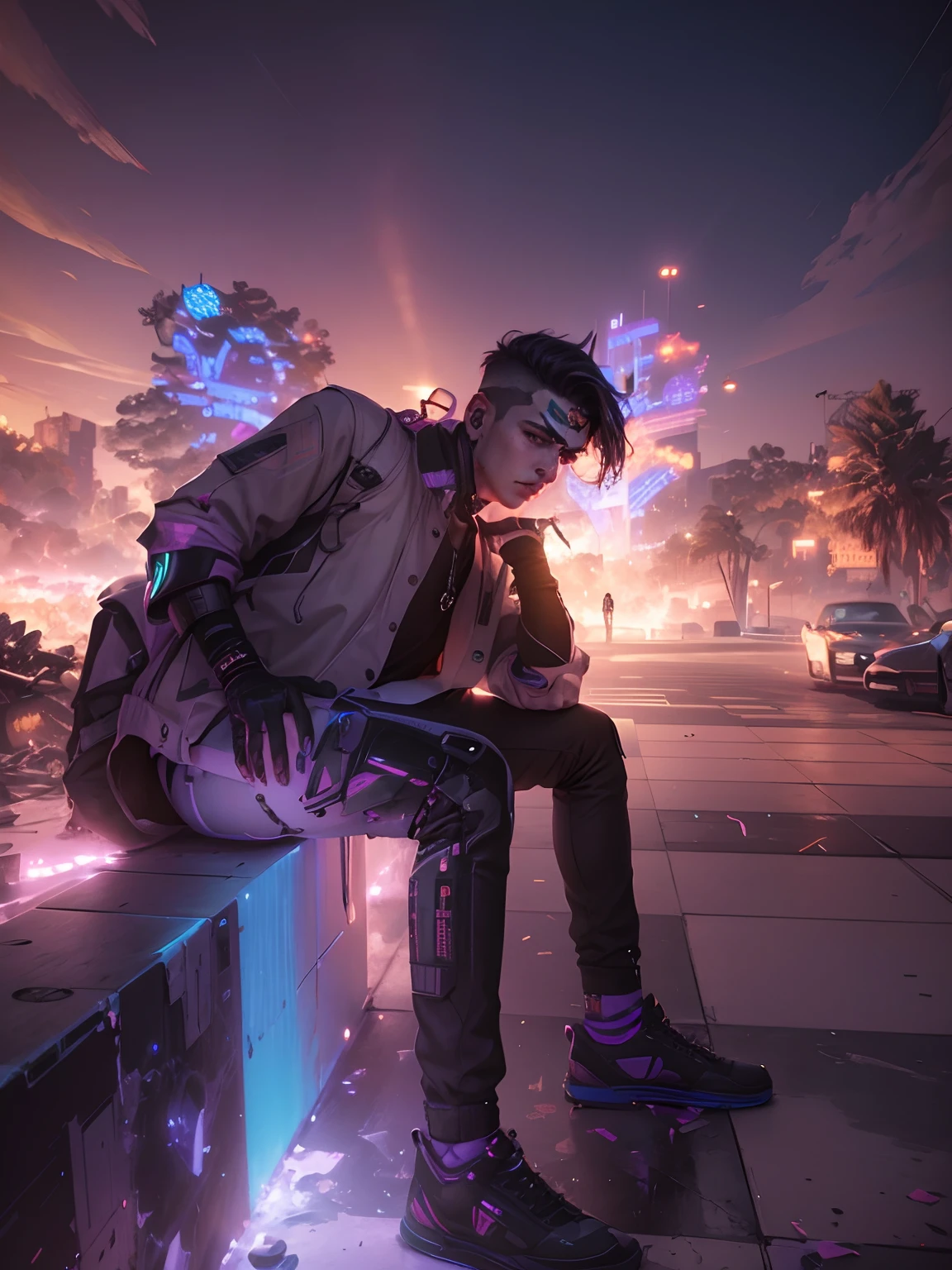 Change background  cyberpunk handsome boy  realistic face 8k ultra realistic