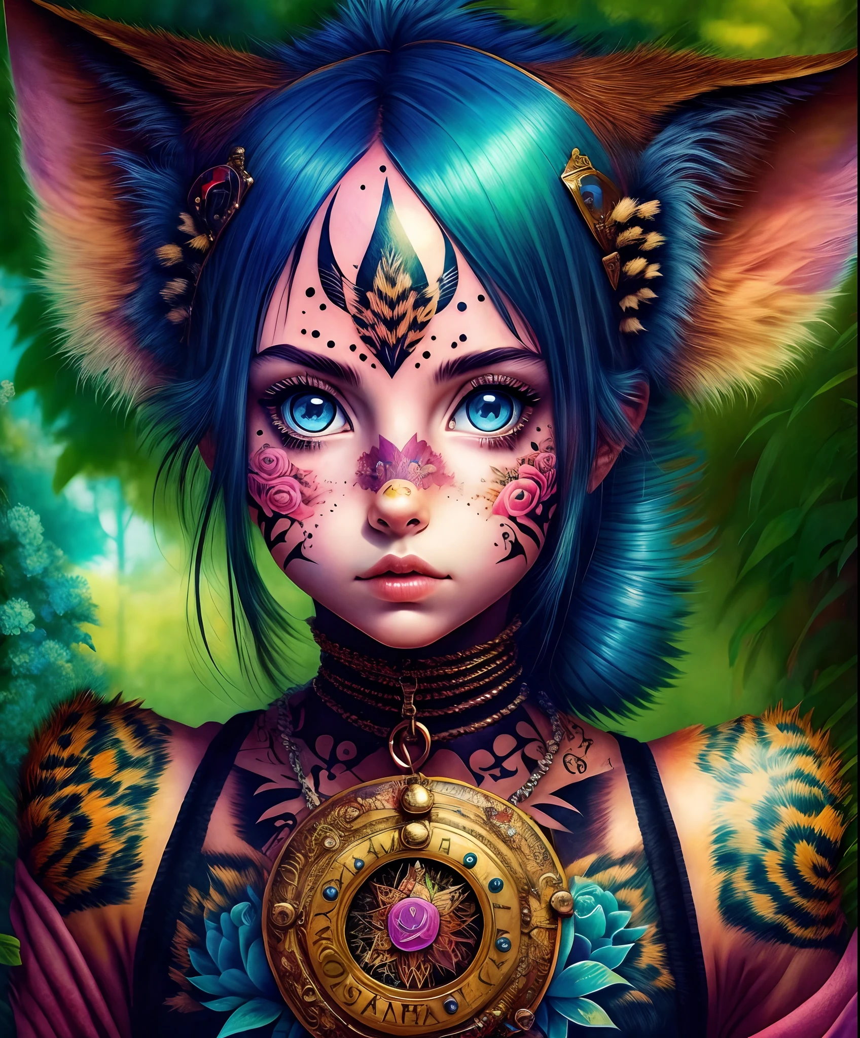 manga girl tatoo animal