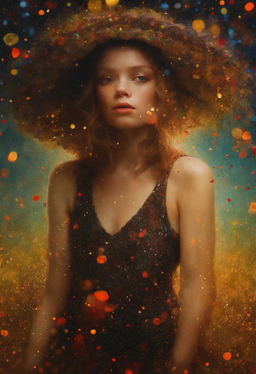 Absurd, High Resolution, Ultra-detailed, (1 girl:1. 2), Dot painting technique, Dotted shadows, intricate details, Small dots, Texture effects, subtle gradients, Fascinating craftsmanship, Infrared photography, Otherworldly tones, Surreal landscapes, Invisible light, ethereal glow, Vivid colors, Phantom effects