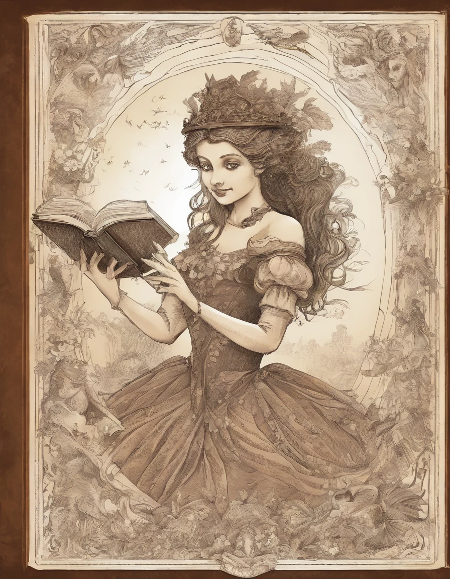 garota loira, na biblioteca, Open book in the hands