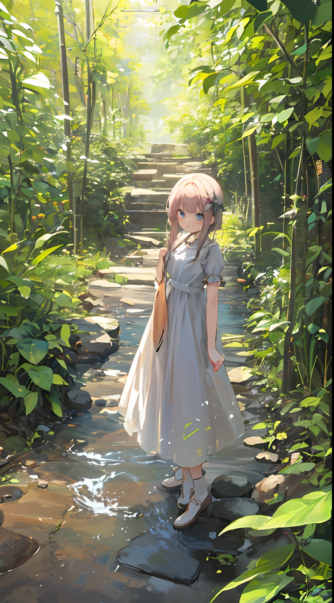 (masterpiece), best quality, detailed background, cinematic lighting, nature, BREAK 1girl, solo, cute, dress, looking at viewer,