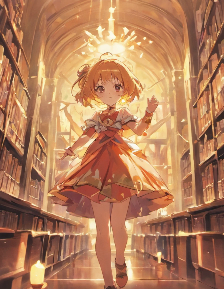 Garota loira(fundo da imagem)(corpo inteiro), na biblioteca, Open book in the hands