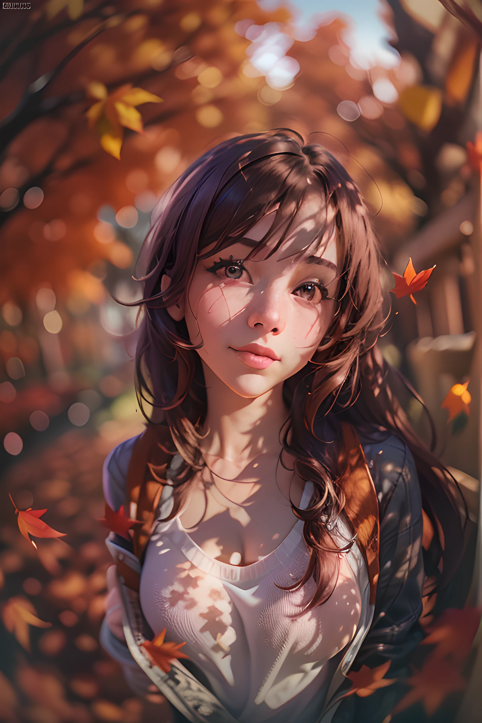(best quality), high resolution, highly detailed, 1girl, casual, (autumn), sunny day, detailed background, perfect lighting, 8k, RAW photo, (fisheye),