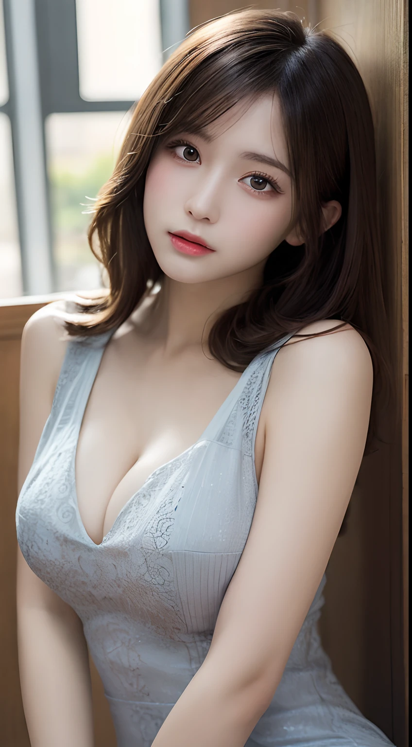 masutepiece, Best Quality, Illustration, Ultra-detailed, finely detail, hight resolution, 8K Wallpaper, Perfect dynamic composition, Beautiful detailed eyes ,Tight Dress、Sexy face,beauty legs,Perfect beautiful hands,Raw real photos、beautiful realistic face