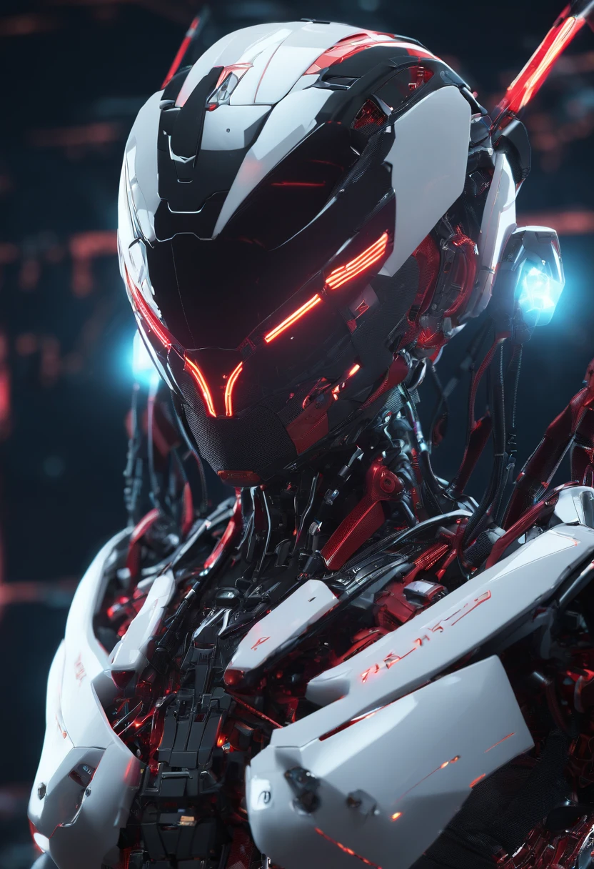 Gundam Mech ((Spider-Man Gwen)) Female body line,Light equipment,delicate constructions,Science fiction, Front view,Fighting posture,Come to the audience,Combat figures, sense of science and technology, C4D, OC renderer, illusory engine, high detal, industrial design, 8K HD, Studio lights,Futuristic city night scene(Best quality,4K,high resolution), Metallic color:Red and white,The pupils glow,Cat pattern design,Female body line,Female body design parts,patlabor