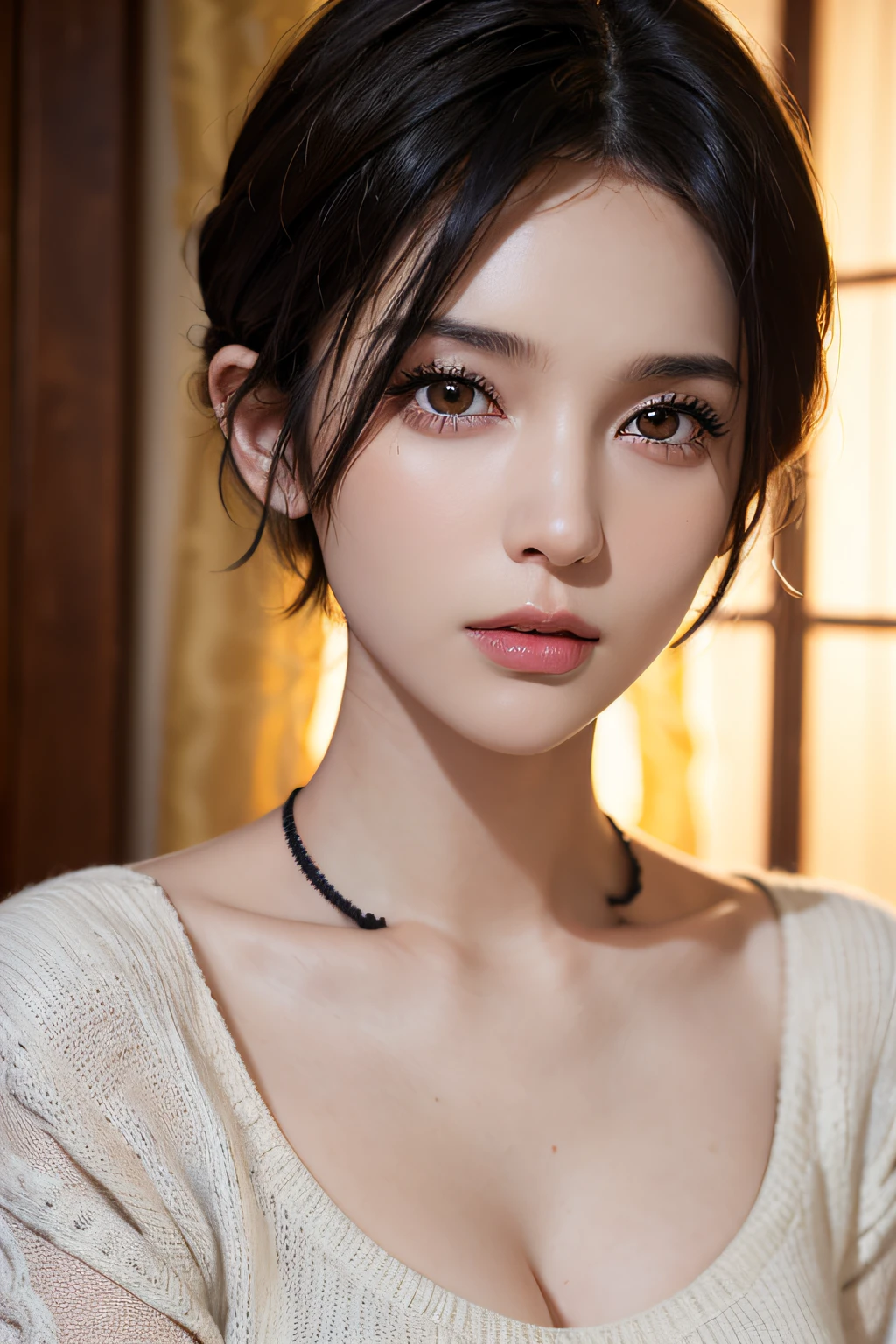(Masterpiece:1.3), (8K, Photorealistic, RAW photo, Best quality: 1.4), (A sleeping girl,She wears long-sleeved pajamas,Pajamas are pink,The body is slender), Beautiful face, (Realistic face), (Black hair, Short hair:1.3), Nice hairstyle,photorealistic eye,Nice detail eyes,超高分辨率,Ultra photo realsisim,The is very detailed,the golden ratio