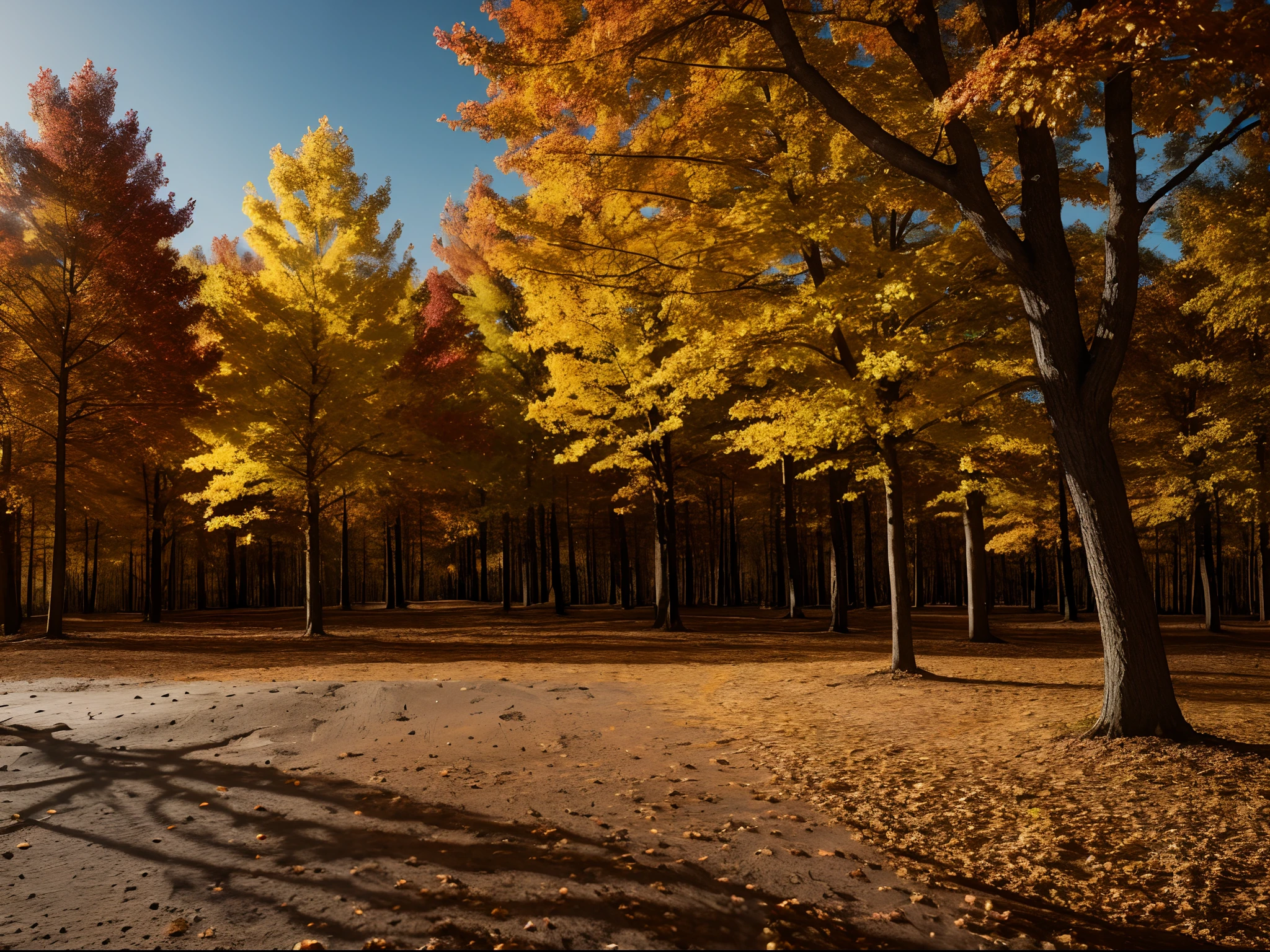 Hyper realistic photograph of autumn on the moon surface, Ultrahd, 64k, restaurant, tree