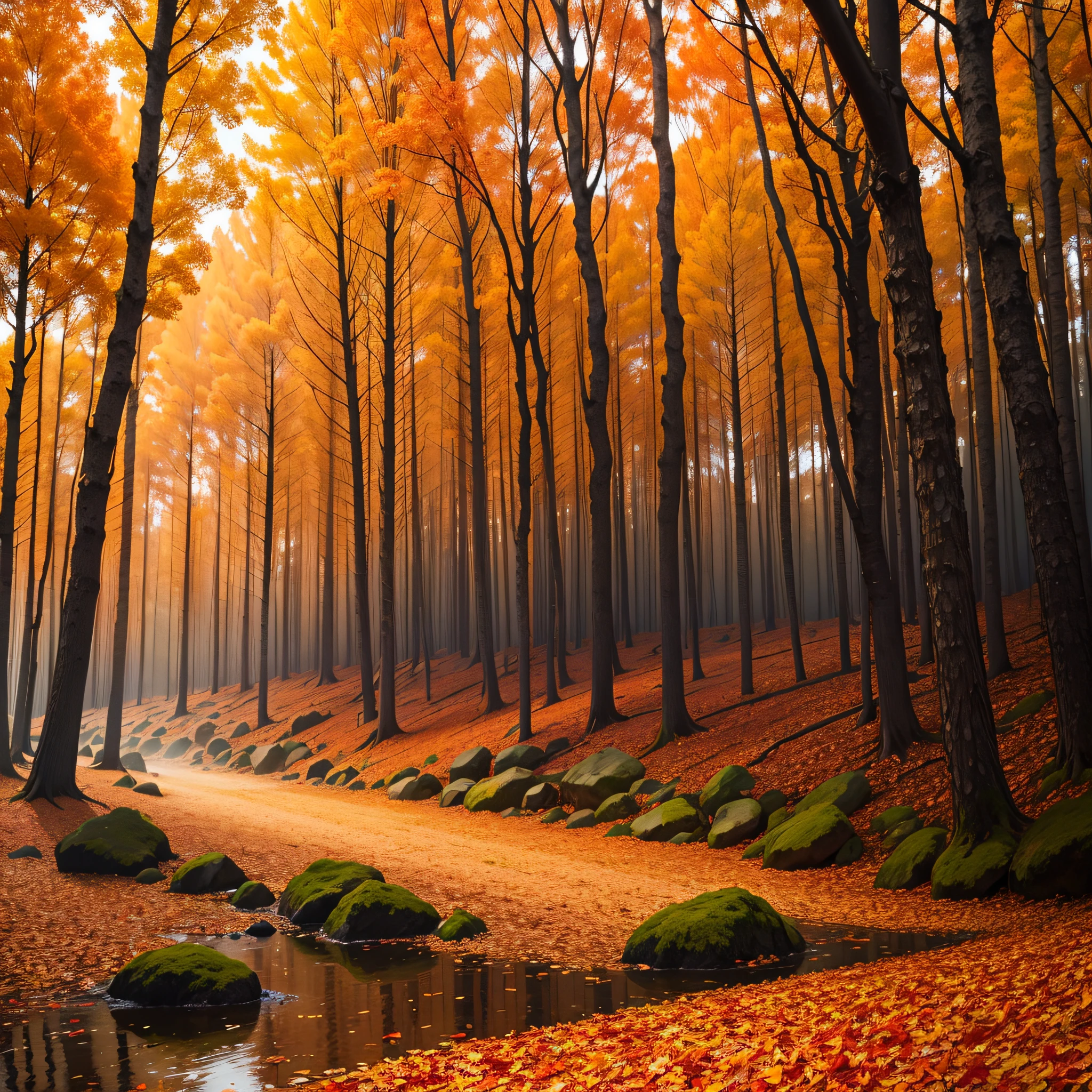 Autumn Forest:
A forest ablaze with the vibrant colors of autumn leaves.