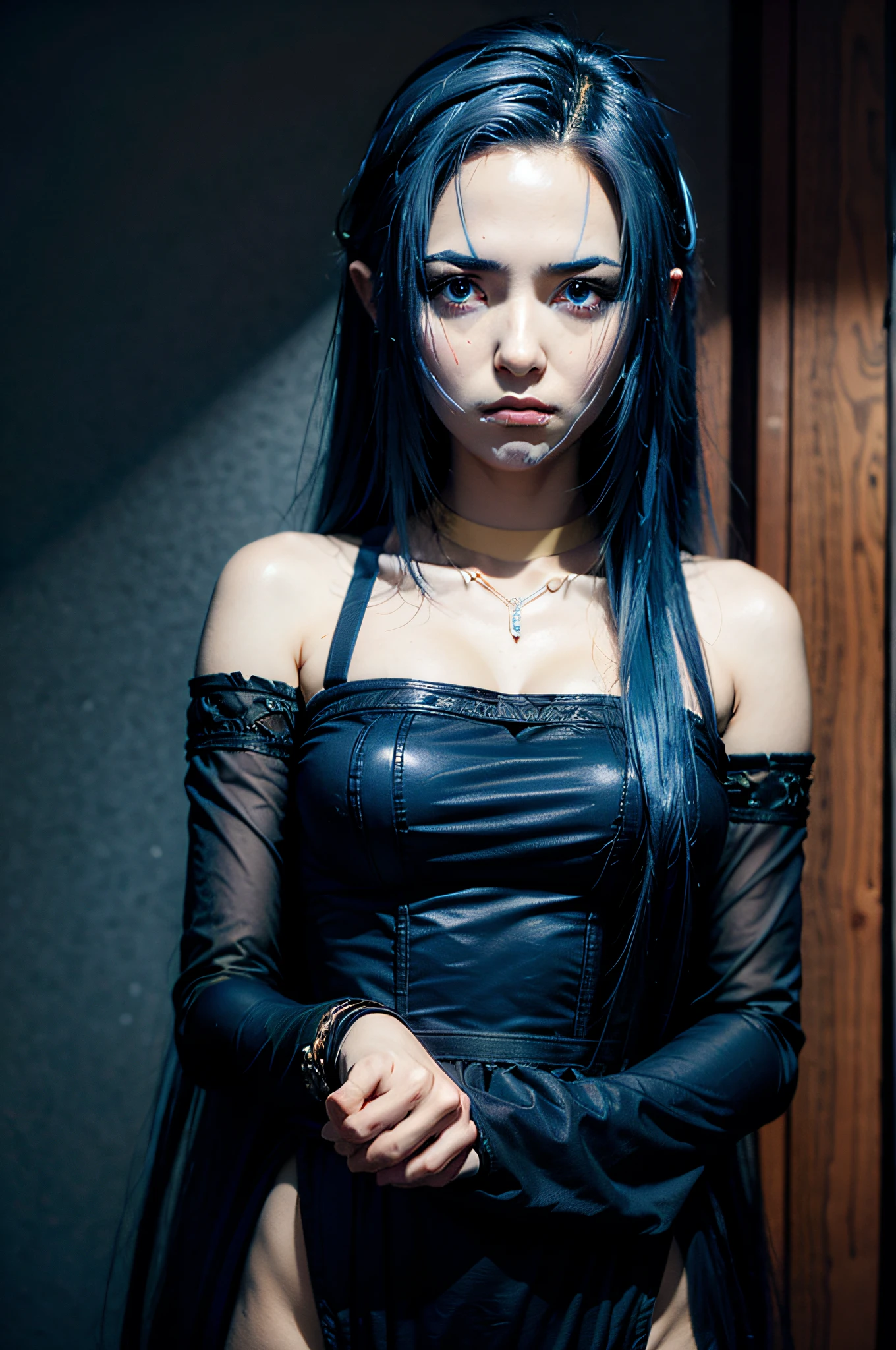 Blue hair,Dark Blue ((looking disgusted))
very angry
disappointed