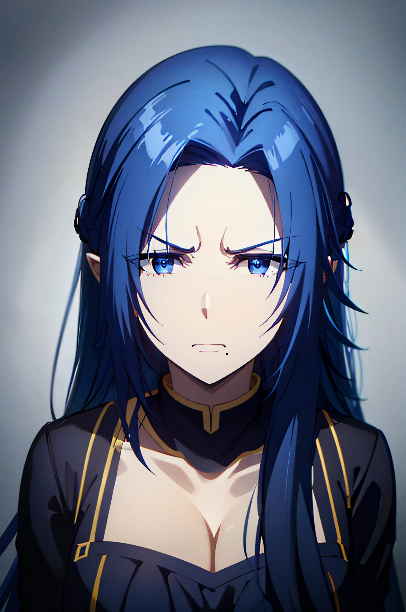 Blue hair,Dark Blue ((looking disgusted)) very angry disappointed
