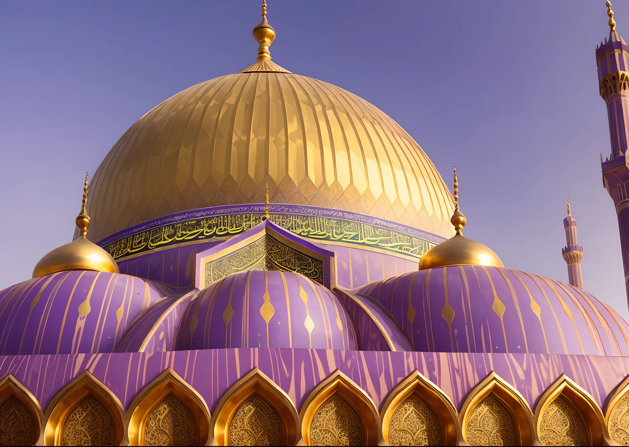 a lavender marbled mosque in london having gold metallic islamic motifs --auto --s2