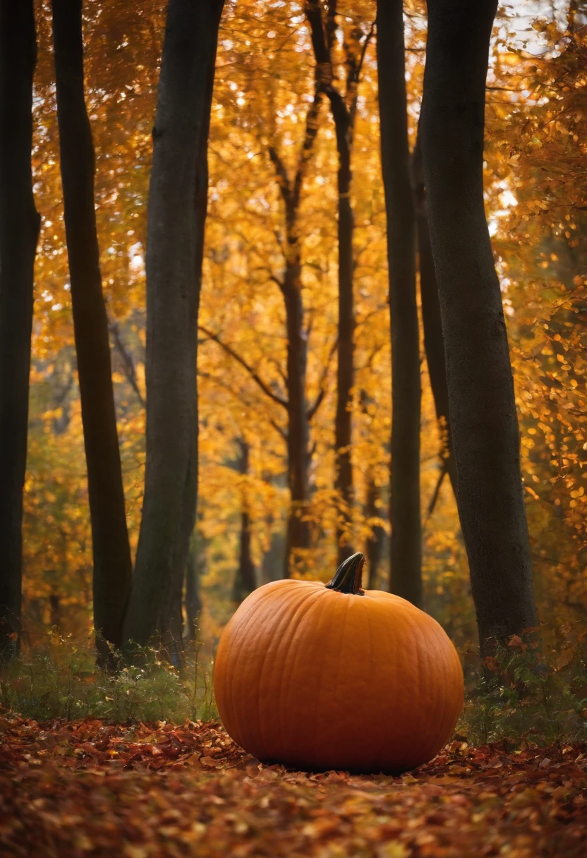 autumn, Big Pumpkin, the trees, bokeh