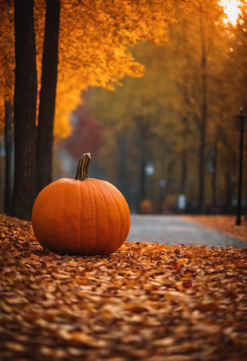 autumn, Big Pumpkin, the trees, bokeh