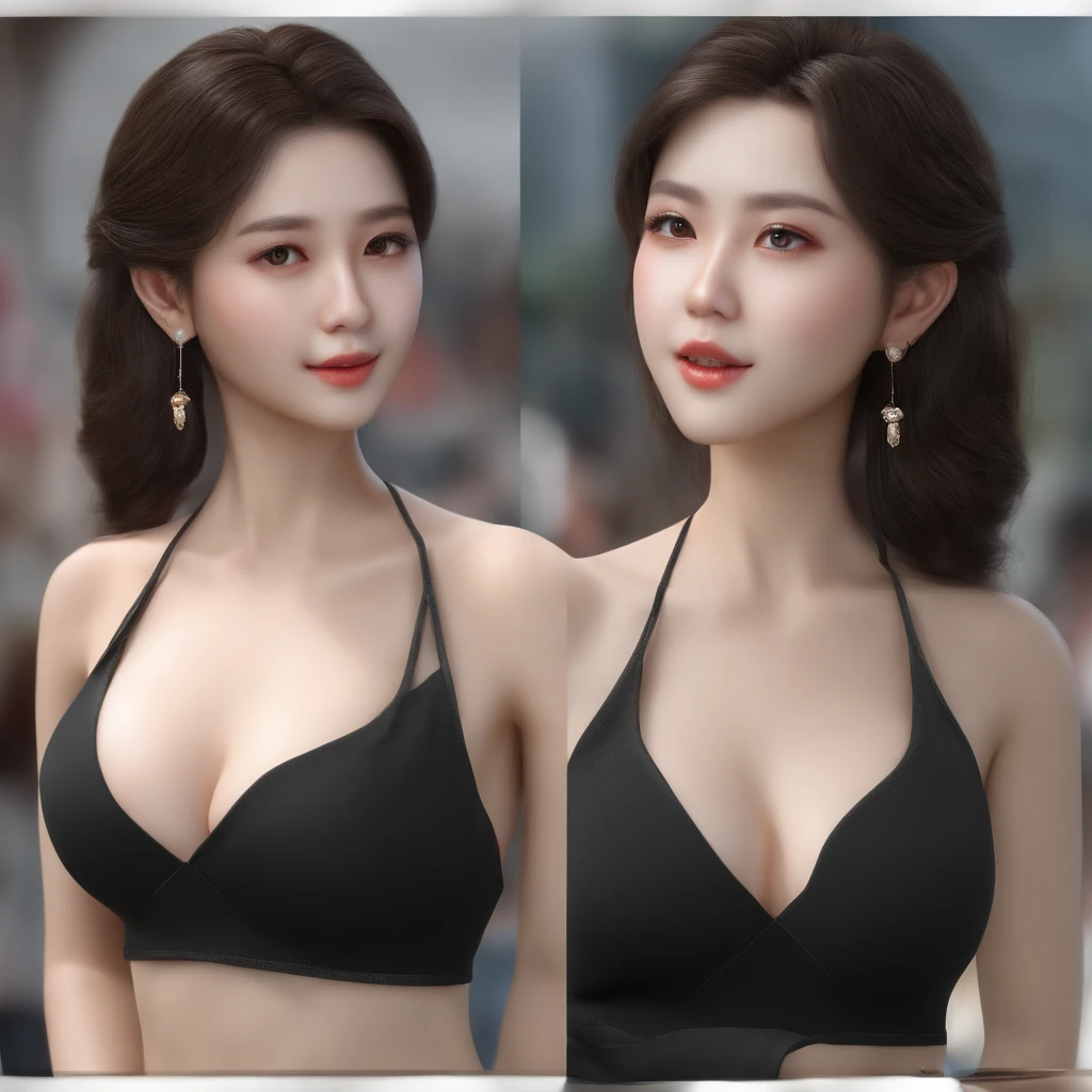 NSFW, (masterpiece), (top-quality), (top-quality), masterpiece, retinas, Anatomically correct, Textured skin, Super Detail, high details, High quality, awardwinning, Best Quality, hight resolution, looking in camera, Lots of details, Detailed drawing, milky skin, Soft skin, 真实感, realisitic, 美丽的面容, face perfect, Symmetrical face, Proportional body, (realisitic:1.5), (Raw photo:1.4), (Photorealsitic:1.3), Perfect Body Beauty:1.4, the face of a beautiful Japanese girl:1.9, (Background with blurred depth of field), (detailedbackground:1.25), 1girl in, 独奏, is standing, Highly detailed face and skin quality, Ultra-fine skin with visible pores, Realistic skin type, A detailed eye, 二重まぶた, lipgloss, A sexy, Black bikini with collared cross halter neck:1.5, Beach, Strong sunshine