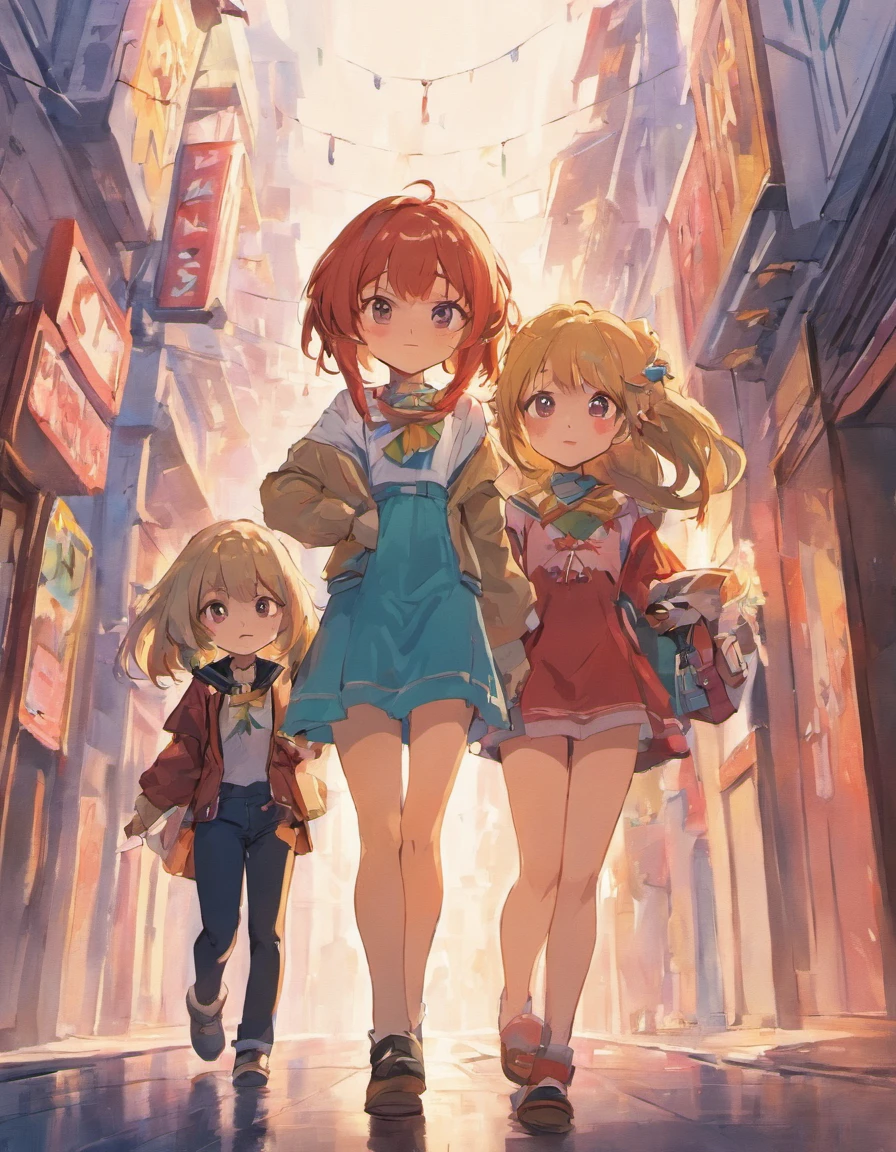 3 amigos (1 menino e 2 meninas) brincando na rua