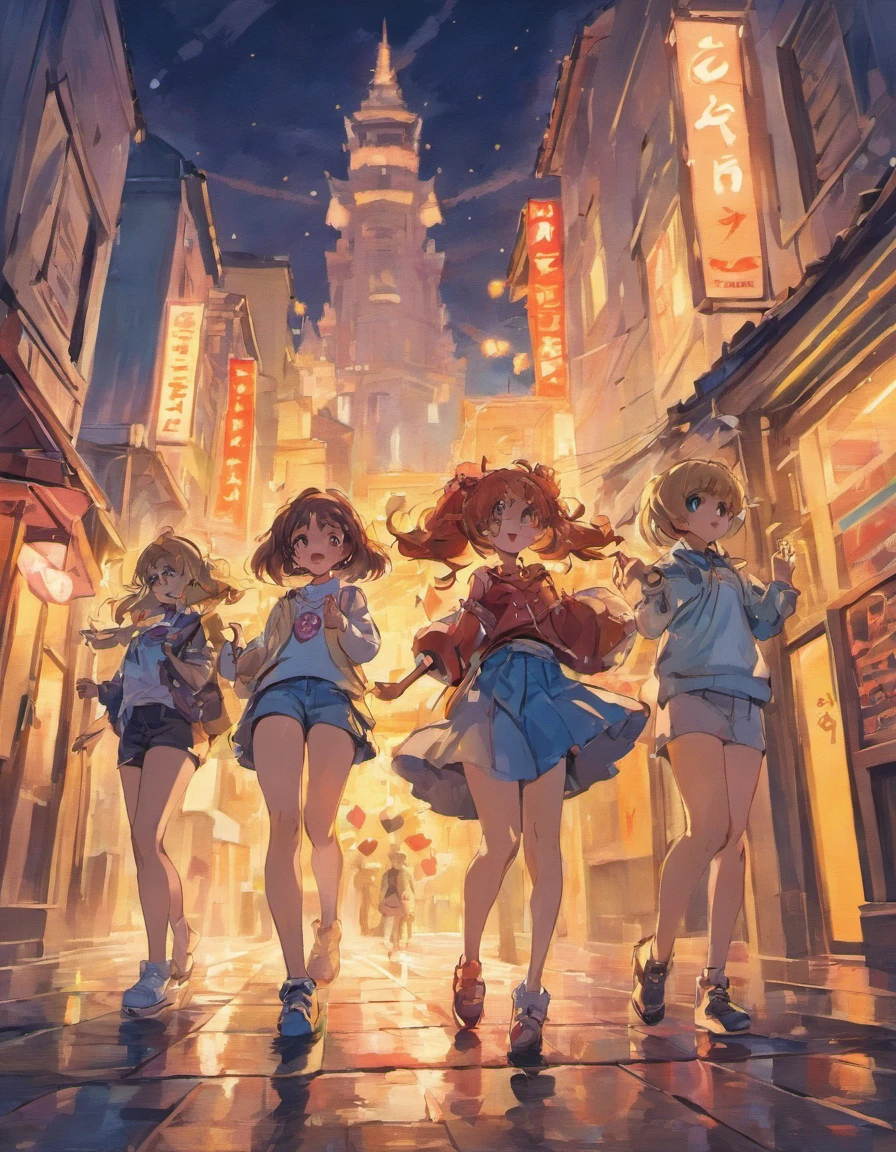 3 amigos (1 menino e 2 meninas) brincando na rua