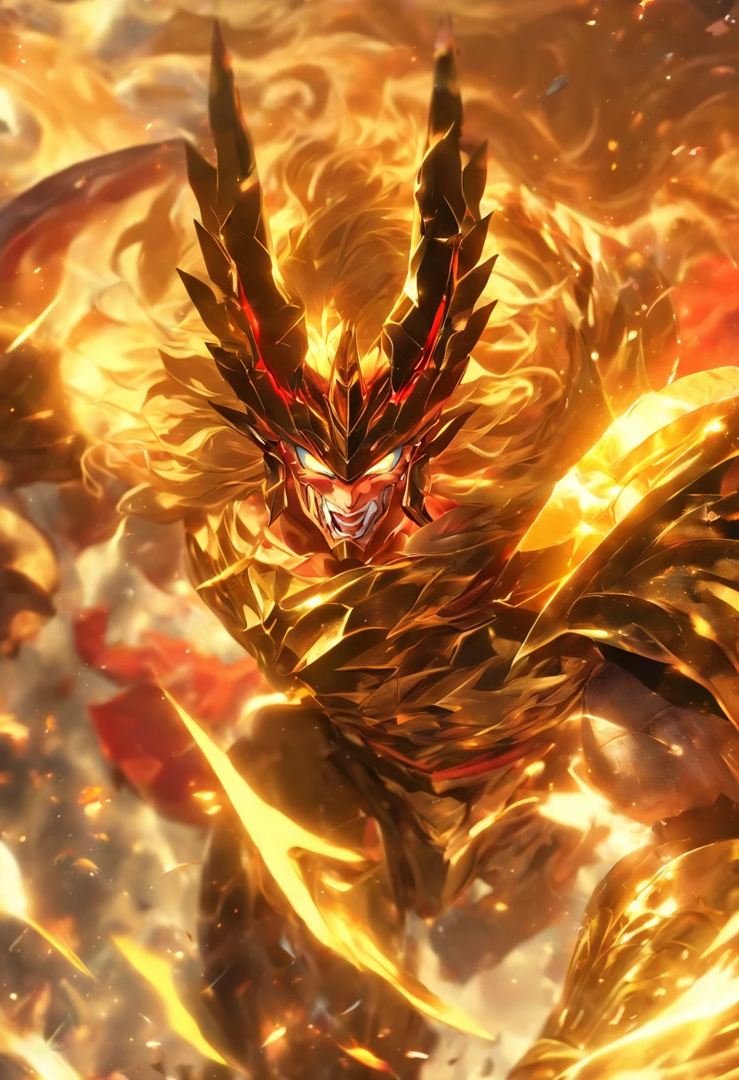 devour demon hero battle livery, in the style of suehiro maruo, powerful and emotive portraiture, golden light, kawacy, hyacinthe rigaud, sci-fi anime, unicorncore --ar 71:121 --s 750 --niji 5