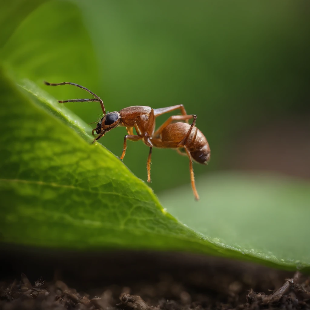 there are two small bugs on a leaf in the garden, a macro photograph by Edward Corbett, unsplash, fine art, looming over ant pov, tiny insects, sitting on a leaf, ant view, jumping spider, pov of an ant, ant perspective, infested with pitch green, insects, sheltering under a leaf, ants, insect, ant pov from the floor