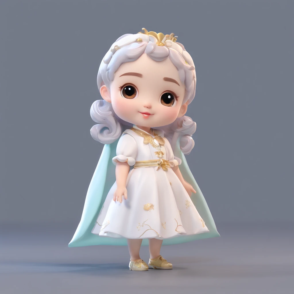 Super Cute Girl IP by Pop Mart, Bright eyes, Cherub,Little white dress, clay, modeled, blind box toy, Glossy and delicate,clean back ground, Good luster, 3D rendering of a,Best Quality