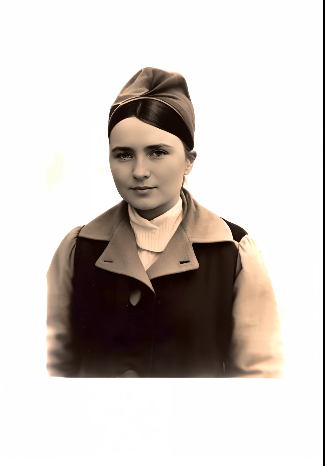 There is a woman, who is wearing a hat and jacket, a photo of woman, anna podedworna, maria panfilova, anastasia ovchinnikova, moleksandra shchaslyva, tekla evelina severin, Derevshchikova, magdalena radziej, by Anna Füssli, marina federovna, Woman in outerwear, overcoat, bonnet