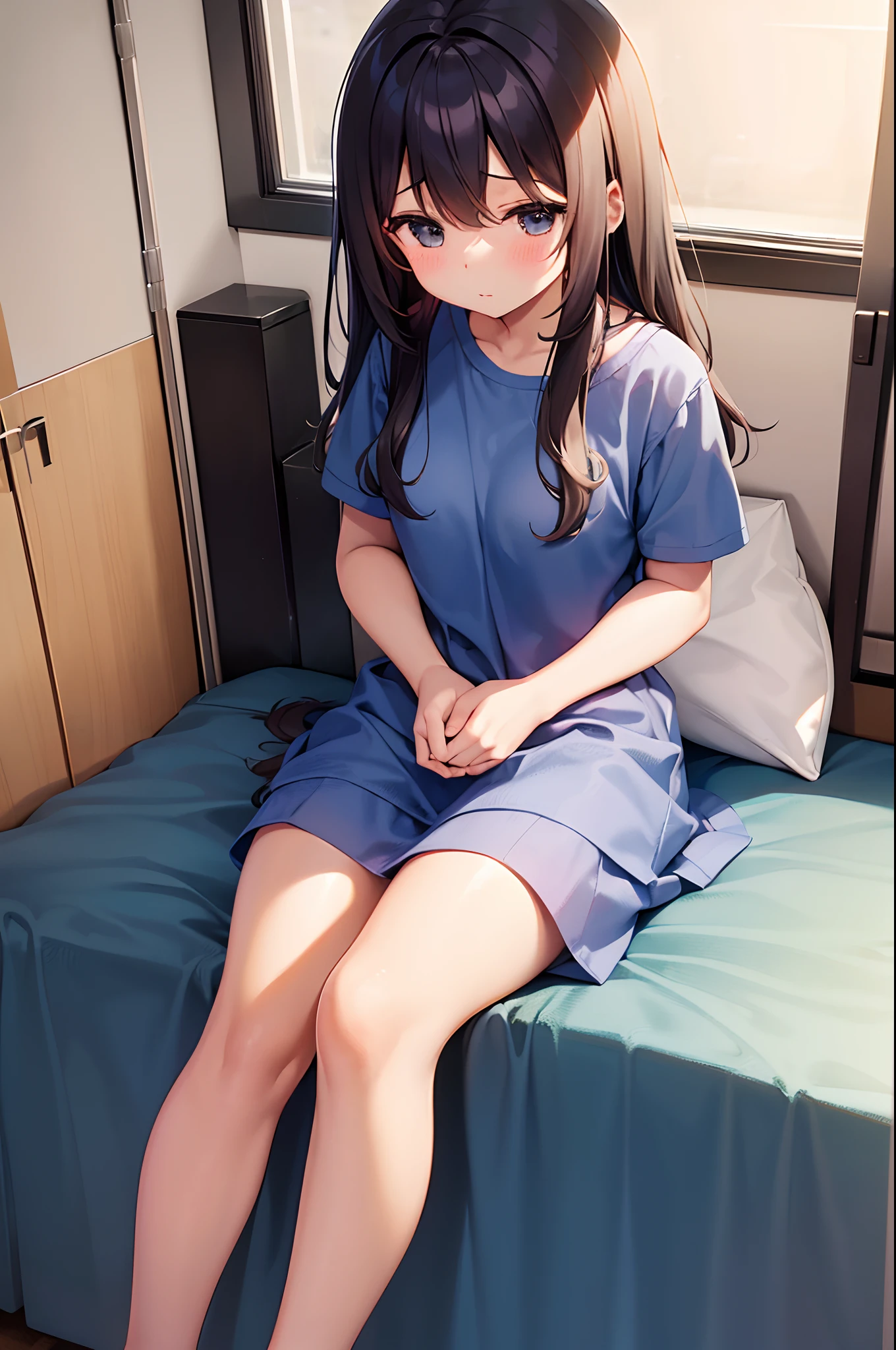 An unemployed young girl who dropped out of who has been withdrawn to her room for many years、Thick and soft puni puni thighs、Living on a sleeper car with severe bedridden
