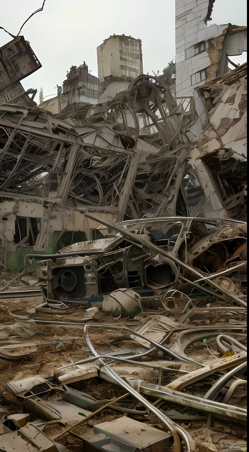 noise, autumnal, Sound art, noise, abstract artistic, Tearing the future apart, Post-world ruins of industrial machines,Futuristic alien robots abandoned in ruins