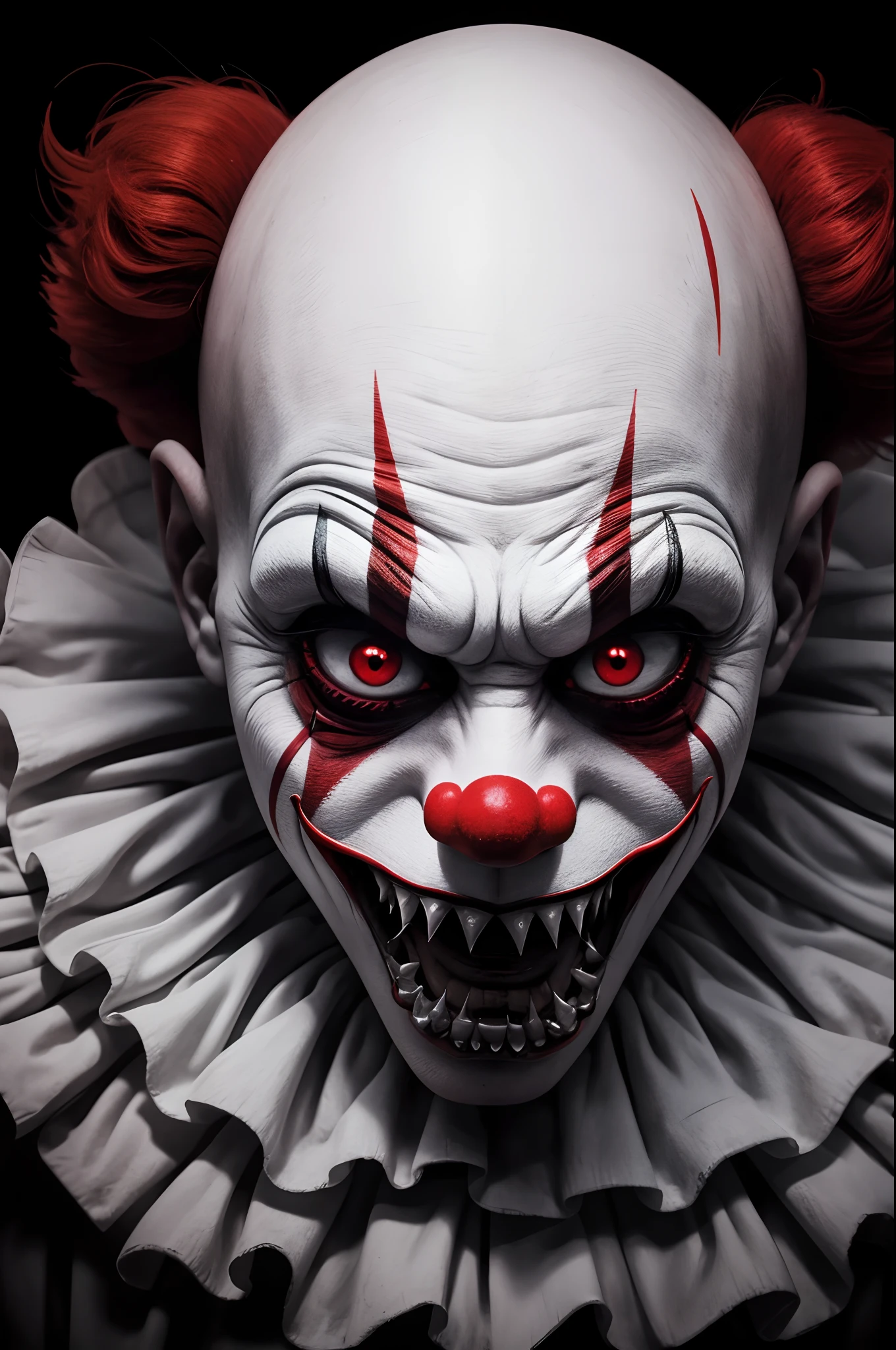 humanoid, demon, looks like a clown, cuts, horror, creepy, scary, shock value, dirty, fire, very evil, demonic, ill, skinny, bones, topless, evoke, fear, terror, dread, decay, disgust, Psycho, dark, red ram horns, solo, hell, jester, unattractively, unusually thin, thin, bony, scraggly, emaciated, twisted, frightening, gross, sick