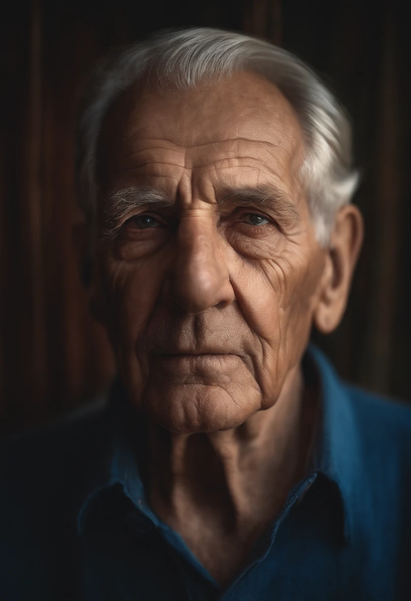 A realistic portrait of an elderly man, facing the camera