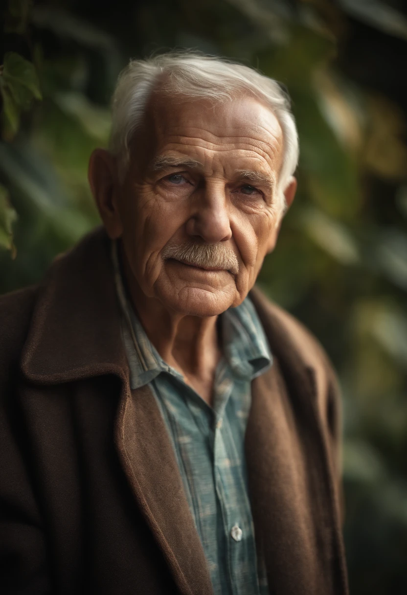 A realistic portrait of an elderly man, facing the camera