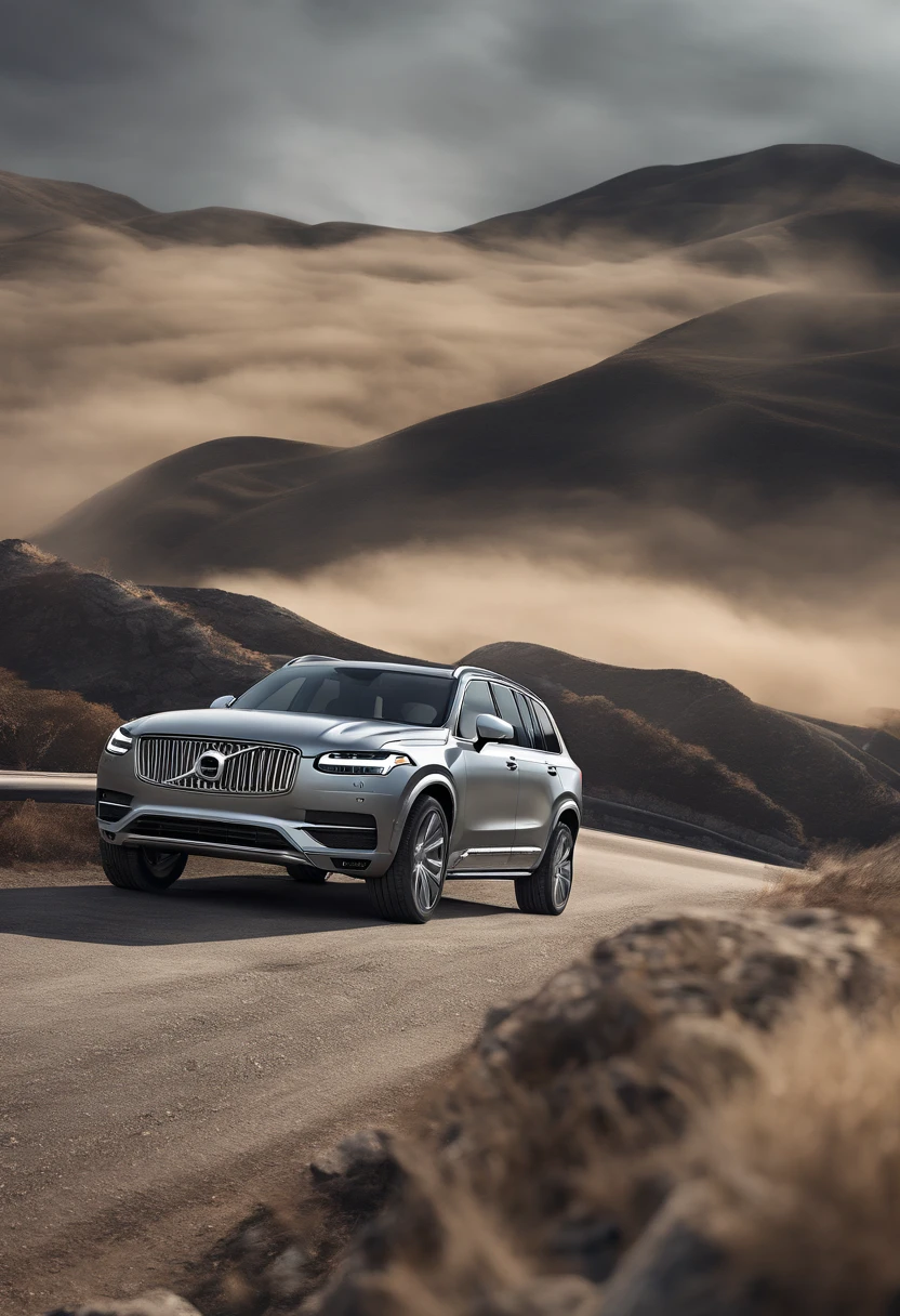 Movie Masterpiece: Volvo XC90, Super delicate off-road vehicle, HDR lighting, Professional photography, Vivid colors, Sharp focus, Realistic style, Bokeh, Studio lighting, High-quality rendering, Detailed interior and exterior, Panoramic sunroof, Luxury leather seats, Spacious and comfortable, Elegant and modern design, Powerful and efficient engine, Cutting-edge technology, Advanced security features, Multi-function touch screen display, Seamless connectivity, State-of-the-art sound system, Epic panoramic views of the landscape, Venture out on winding roads, Dynamic driving experience, Easy control, Unbeatable driving pleasure.