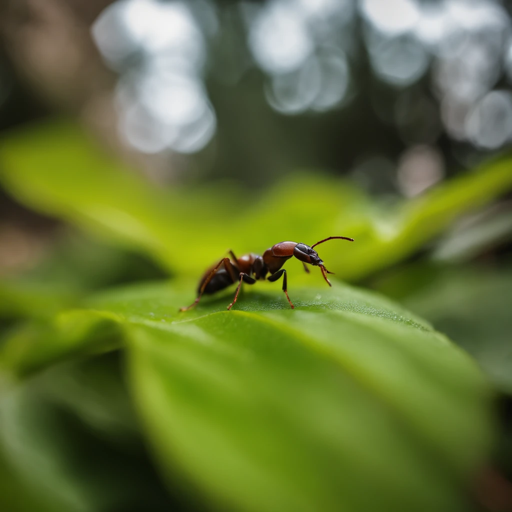 There is a small bug on one of the leaves in the garden, a macro photograph by Edward Corbett, unsplash, fine art, looming over ant pov, tiny insects, sitting on a leaf, ant view, ant's POV, ant pov, infested with pitch green, insects, sheltering under a leaf, ants, insect, ant pov from the floor