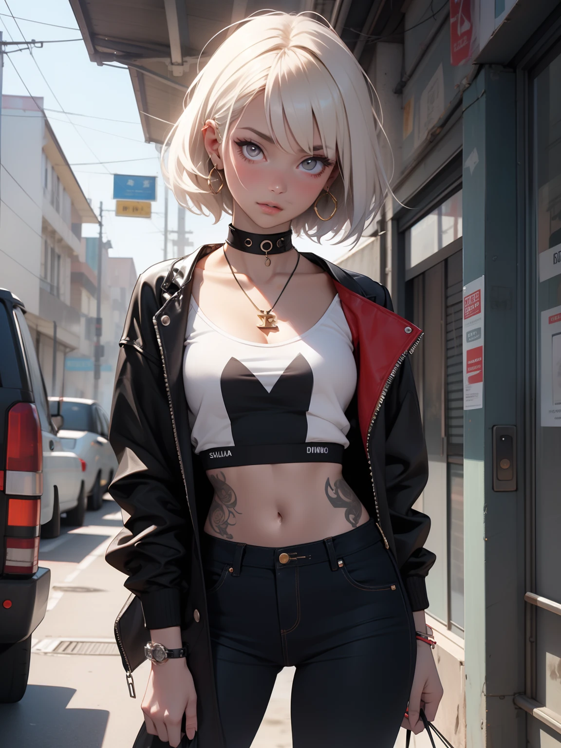 melancholy lighting, Calm down and relax, Calm down and relax, brightness, masterpiece, beste-Qualit, 1 girl, (JinxLol: 1.2), (Ultra fotorRealists: 1.3), (masterpiece: 1.4), beste-Qualit, ((Realists)), high quality, ultra detailed, ((real image)), ((realisic skin)), ((Realistsc face)),(Illustration: 1.05), (Nice: 1.05), (Nicee Detailaugen: 1.05), (cinematiclight: 1.1), Red Torino before attacks, Body complete, red leather jacket, tiny panties, movement, Elle Fanning