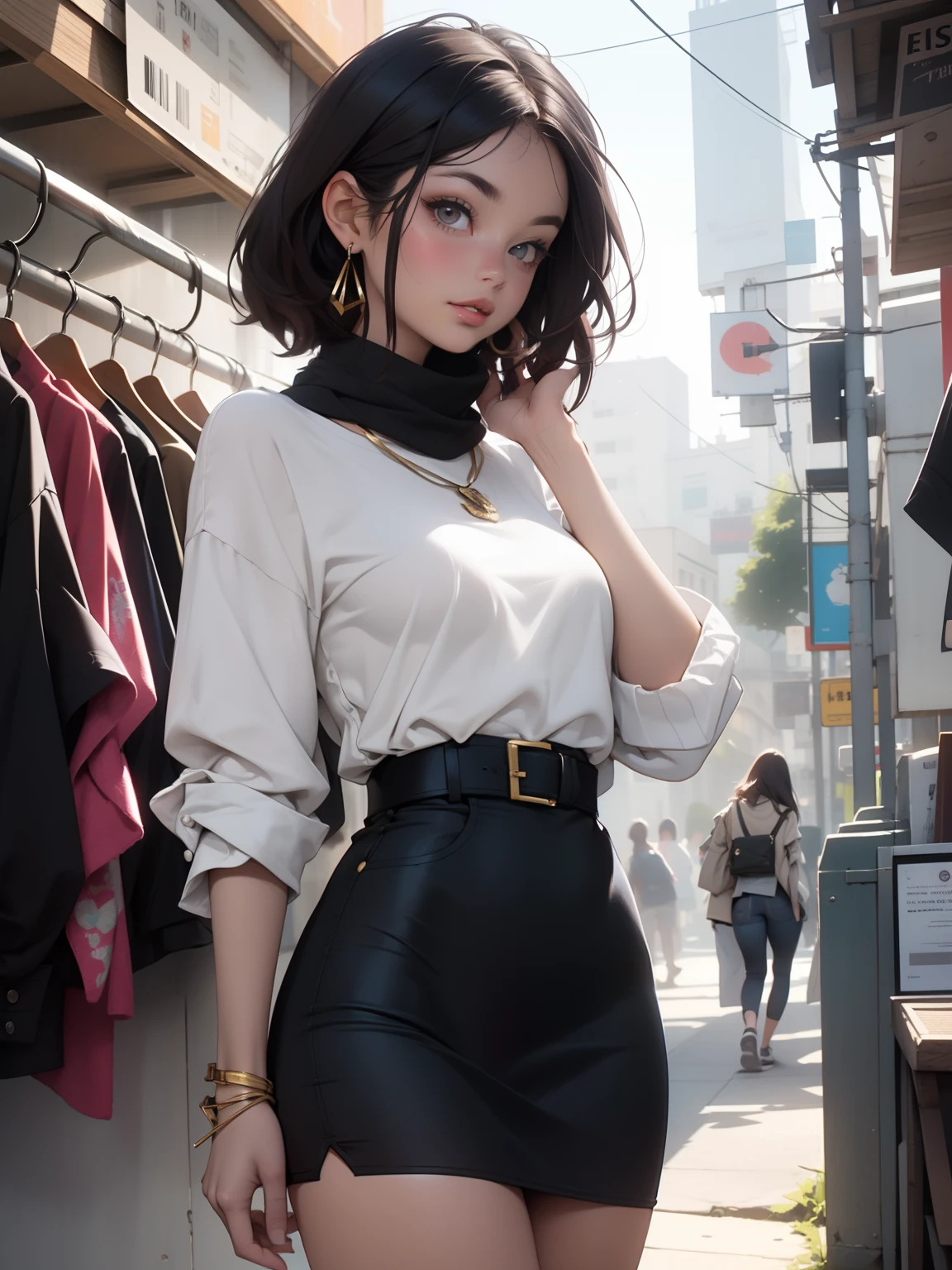 corpo todo, maquiagem, mascara, Lips are soft or colored, fundo preto simples, , monotone, paletas de cores vivas, limpo, Crisp drawings, silhuetas fluidas, vintage, vestido com estampa, scarf in hair, vestido , Asymmetric, geometric, roupas de pinup, Simple and minimalist accessories, Necklaces and thin rings in silver or gold, Pulseiras simples, Designs diferentes, silhuetas simples, Estilo Pinup, garota pinup, minimalismo, materiais de alta qualidade, Fresh and urban printing, alta moda, Pinup Moda, Moda vintage, moda anos 80, estampa de bolinha, camisa vintage, colorida, sexy, seios grandes e fartos, anos 80