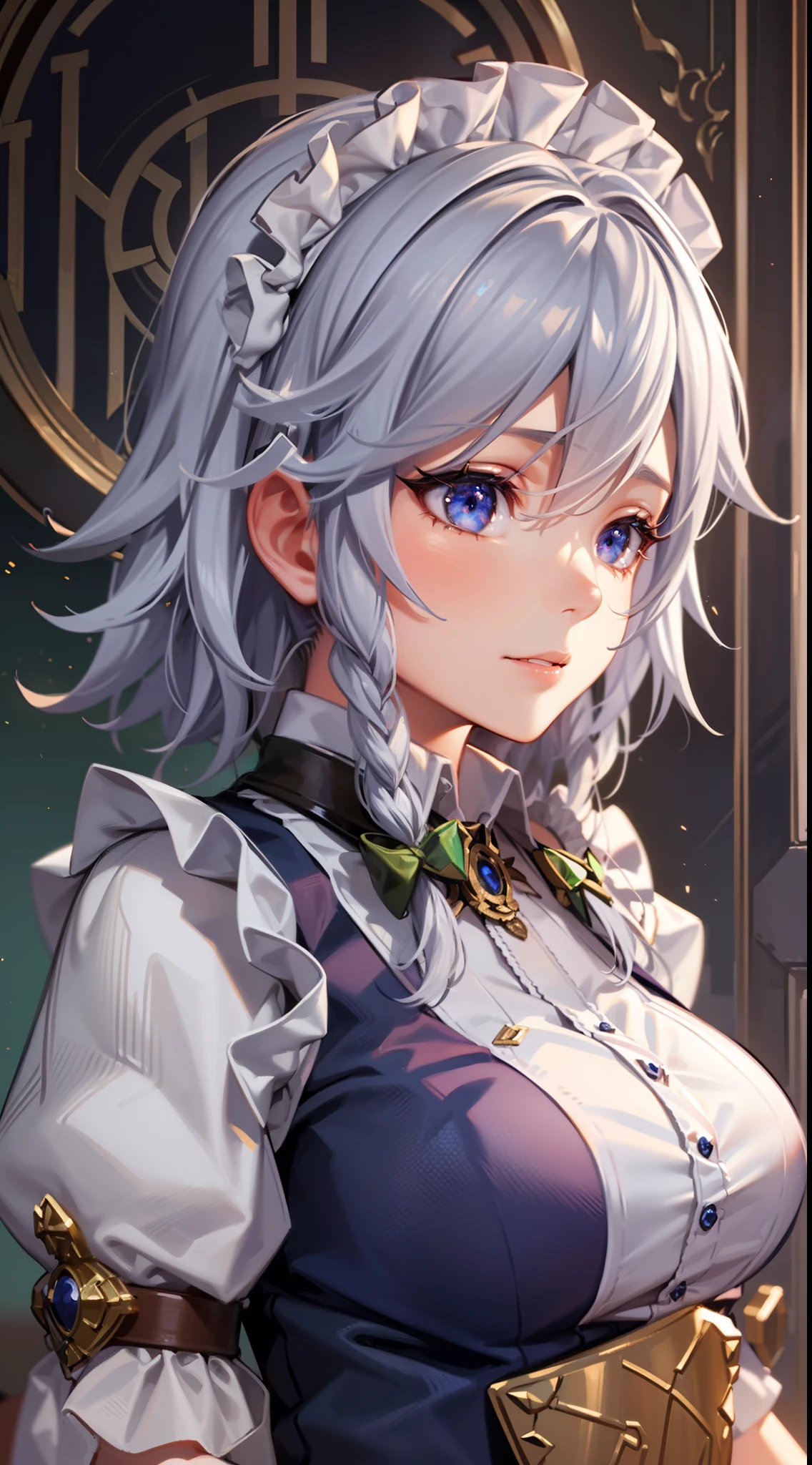 (Unity 16K Wallpaper, masutepiece, Best Quality, Ultra-detailed, extremely details CG, Cinematic lighting, Detailed, Beautiful detailed eyes, Solo),超A high resolution,Fine skin,A sexy,maid, maid apronl, Maid headdress