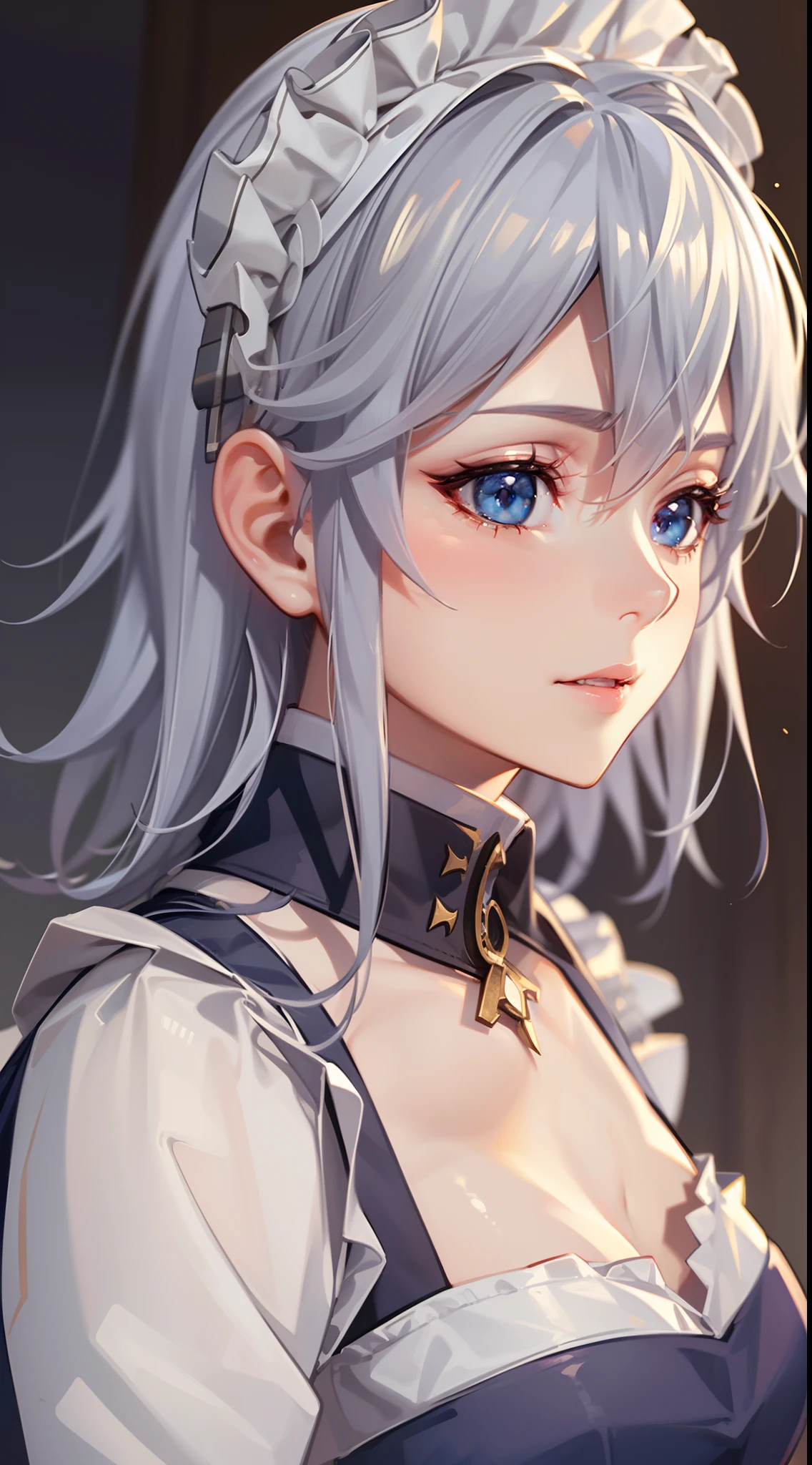 (Unity 16K Wallpaper, masutepiece, Best Quality, Ultra-detailed, extremely details CG, Cinematic lighting, Detailed, Beautiful detailed eyes, Solo),超A high resolution,Fine skin,A sexy,maid, maid apronl, Maid headdress