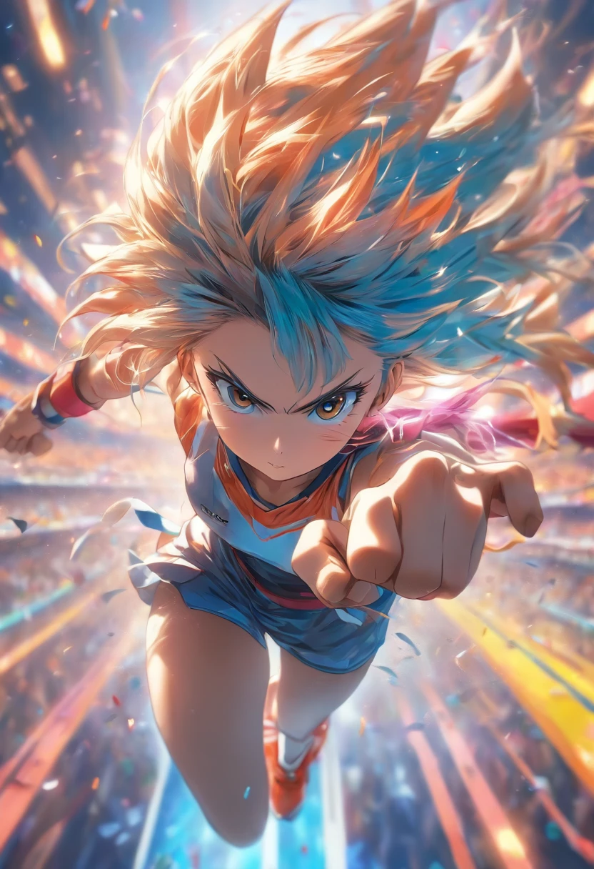 35mm humanistic lens,Sports girl,Starting position,running track,Asian Games,Full body like,Smudge,Faraway view,super-fine,ultra - detailed,high qulity,8K ,oc rendered,dynamic viewing angle,Hyper Real,Ultra photo realsisim