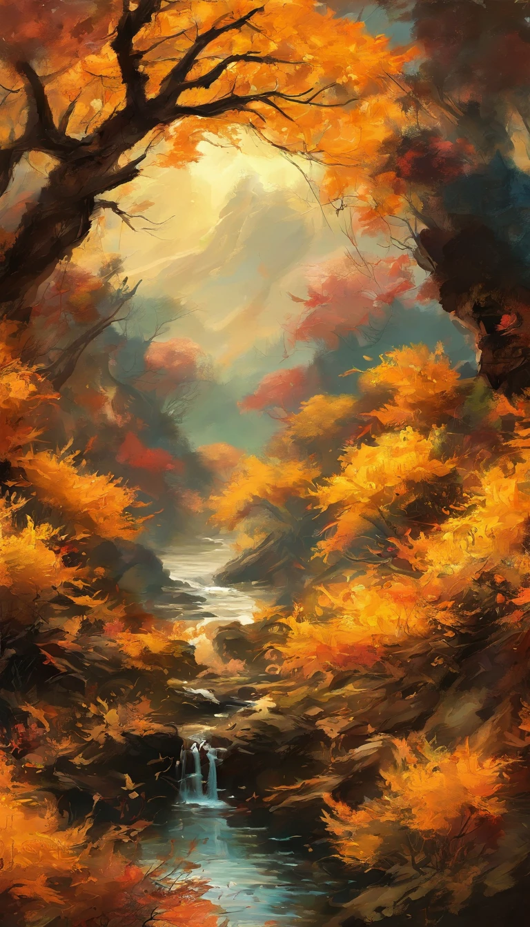 (Small bridges and flowing water,Ancient road west wind thin horse,Sunset,Broken intestines are at the end of the world)(Ancient trails lead into the distance),(A small arch bridge spans a small river,The river meanders into the distance),(The sky is windy,Fluttering yellow leaves),(A skinny white horse is pacing),(The vista is an oblique view of the sunset),(The afterglow of the setting sun shines through the clouds),(Autumn tones),(Ancient Chinese feng shui landscape painting style),(Masterpiece),(A complete painting),(Extremely detailed picture),(light and shadow effect),(Movie lighting),(cinema4d),(Light particle tracing),(rendering by octane),(Unreal 5),(Layered artistic effects),(Best Painting),(Master painting),(8K分辨率),photorealestic,realisticlying @Ray Ray