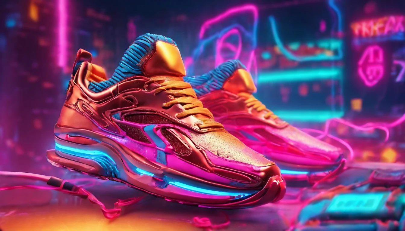 Poster or banner advertising sneakers, beautiful cinematic 8K realistic realistic 3d