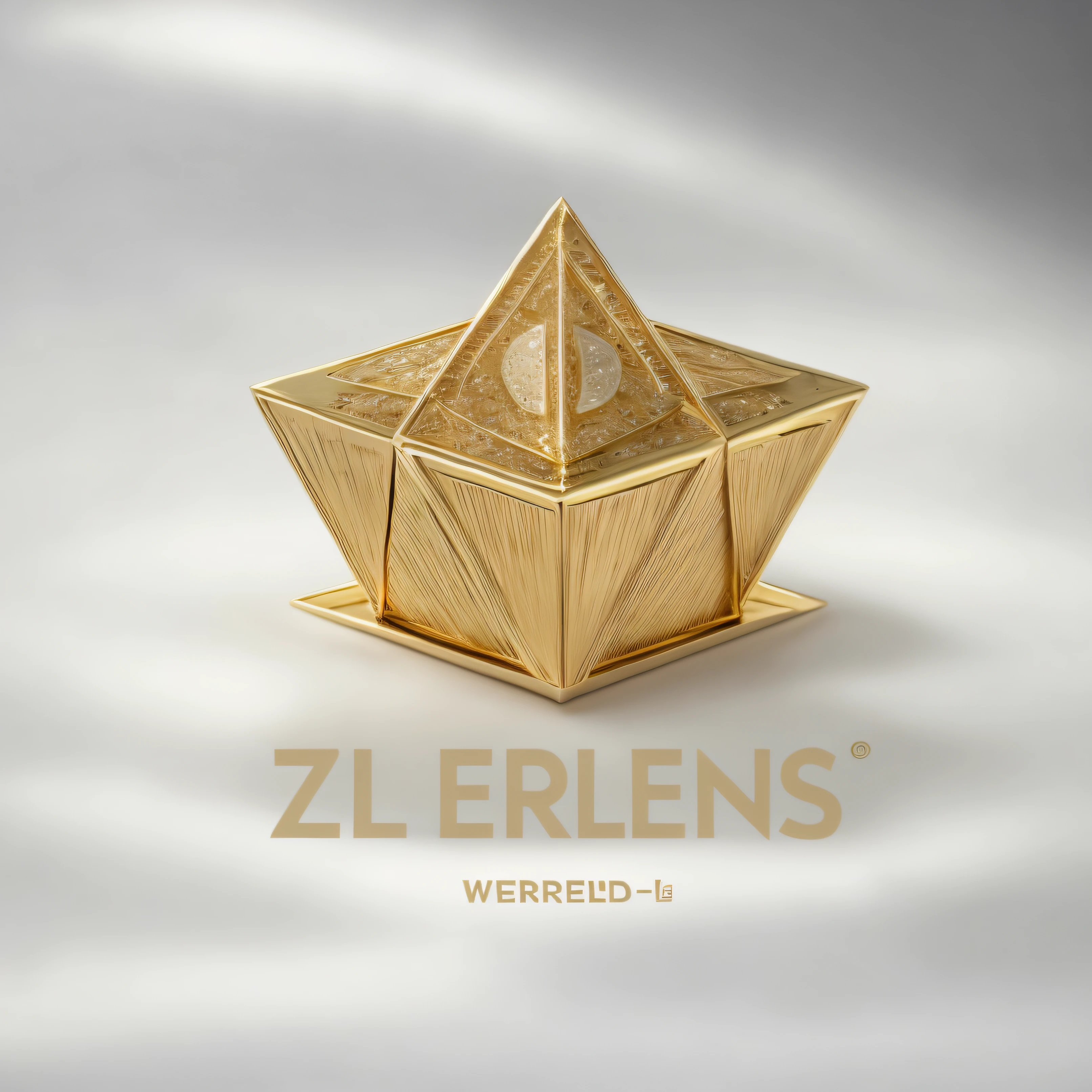 Close-up of a gold and white diamond pyramid , inspiriert von Wenzel Lorenz Reiner, inspiriert von Willem Labeij, inspiriert von Ludolf Leendertsz de Jongh, by Wenzel Lorenz Reiner, z und, schlieren, energiereich, Packshot, inspired by Eugène Brands