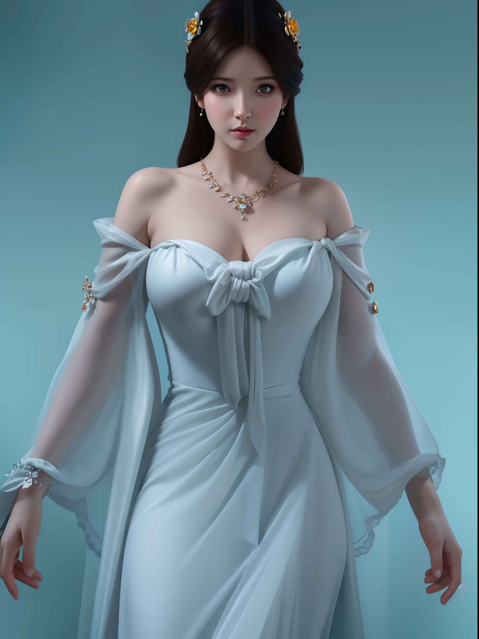 (hyperrealistic), (illustration), (high resolution), (8K), (extremely detailed), (best illustration), (beautiful detailed eyes), (best quality), (ultra-detailed), (masterpiece), (wallpaper), (photorealistic), (natural light), (rim lighting), (detailed face), (high detailed realistic skin texture), (anatomically correct), (solo), (1 girl), (high detailed realistic hair), (black hair:1.35), (heterochromic eyes), (detailed eyes), (bright brown eyes:1.37), (sparkling eyes), (realistic big breasts:1.5), (exposed  breasts:1.35), (long legs), (slender abs), (dynamic pose), (closed tiny mouth:1.3), nsfw, concentrated expression.