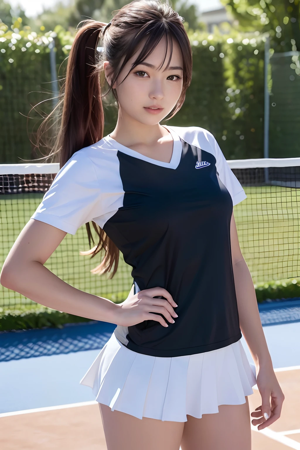 UHigh resolution, retina, masterpiece, Accurate, Anatomically correct, Textured skin, Super detailed, Attention to detail, high quality, Awards, 最high quality, High resolution, 1080P, High resolution, 4K, 8K, 16K、Soccer court、soccer ball、Soccer Shoes、Soccer uniforms、Very cute girls,Sweaty、(Nipples in the Rain UHigh resolution, retina, masterpiece, AAccurate, Anatomically correct, Rough skin, Very detailed, Advanced Details, high quality, Awards, 最high quality, High resolution, 1080P, High resolution, 4K, 8K, 16K、(masterpiece), (最high quality),超High resolution, Caustics, become close, Beautiful become close FACE,Perfect Anatomy,Cowboy Shot,Solo 30 year old beauty、日BookのBookを読む人、Black Hair,Short Bob Hair,black eye,Slender body,Ideal body type,Medium chest,Sunburned skin,Glowing Skin,Oily skin,Shiny skin,Are standing,ponytail,((latex、Tennis uniform、White polo shirt、White pleated mini skirt)),tennis racket1Book、正しく描かれたtennis racket:1.12、Outdoor、Tennis court、,Full body image((beautiful pussy line:1.19)),,(((MS. A is very cute, like々Nice face.:1.45))), 、(とてもlikeくて胸が大きい:1.2),(Spreading pussy:1.6),