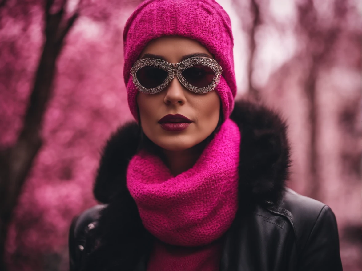 Mulher pelada de Balaclava Pink
