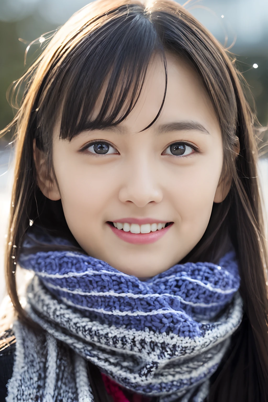 (highest quality、masterpiece、8K、best image quality、hyper realism、Award-winning work)、1 girl、(The perfect and elegant heavyweight melton coat:1.2)、Soft indirect lighting、Soft and delicate light、Romantic lighting、epic movie lighting、Romantic snowy night city、Romantic illumination、Beautiful night view of a snowy city、(the best smile looking at me:1.1)、Fine sparkling snow、Beautiful snow reflecting light、Diamond dust、(Tyndall effect:1.1)、beautiful snow scene、(It's snowing:1.1)、(Snow in your hair:1.1)、accurate anatomy、(close up of face:1.3)、Beautiful glossy lipstick, natural color、natural makeup、glossy lips、Ultra high definition glossy skin、ultra high definition radiation, beautiful skin、潤いのあるbeautiful skin、beautiful glowing skin、超高精細のglossy lips、Super high-definition sparkling eyes、(Beautiful perfect teeth in super high resolution:1.1)、(Show your beautiful teeth and smile big:1.1)、(perfect beautiful teeth:1.1)