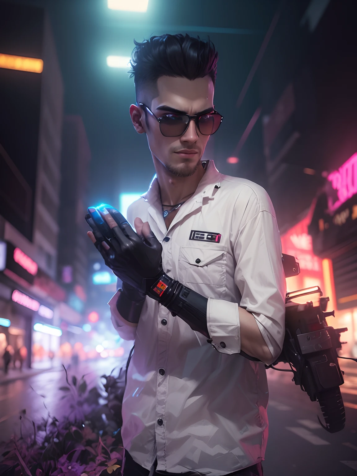 Change background cyberpunk handsome
boy, realistic face, 8k, ultra realistic,