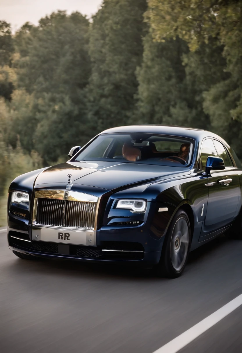 A Rolls-Royce, in showroom, whole car, Masterpiece, realistic, HD, nismo, hi performance, Don’t make photos too cartoony. Showing the integration between the car and the environment.