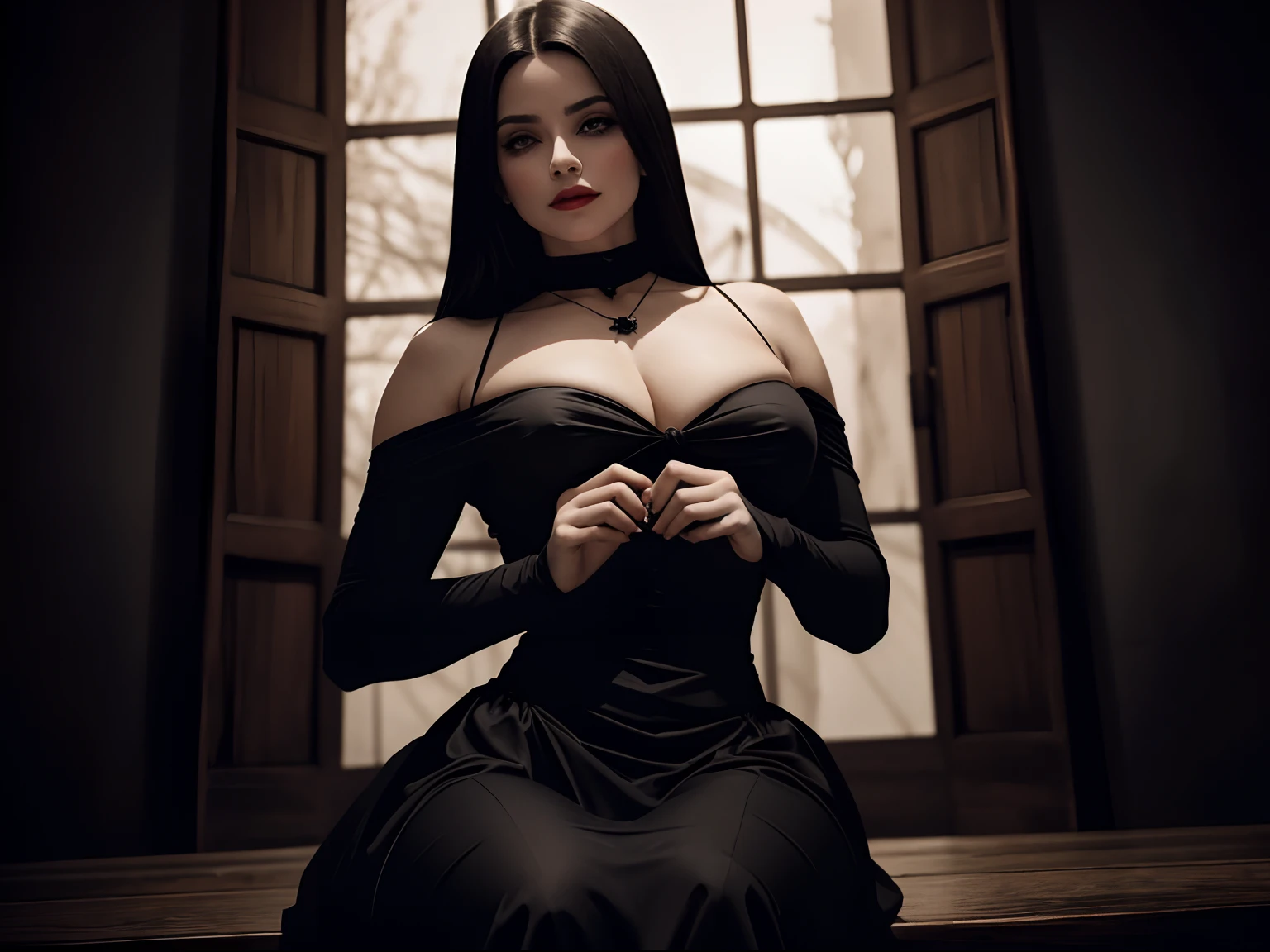 WITCH ALL WOUNDED HANDS TIED BACK BLACK DRESS DETAIL SEXY REDS, MEIACALÇA TRANSPARENT, TRAPOS, CALCINHA PRETA RASGADA SEIO DIREITO AMOSTRA, CORPO INTEIRO, BELAS COXAS, LINDO ROSTO MAUVADA , OLHAR BRAVA, CABELOS ENCARACOLADOS