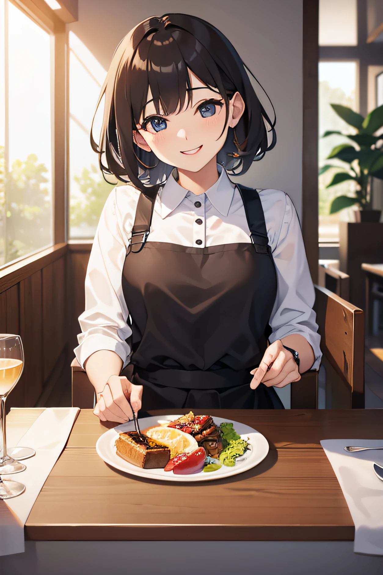 both sexes、A delightful、date、a smile、Dining