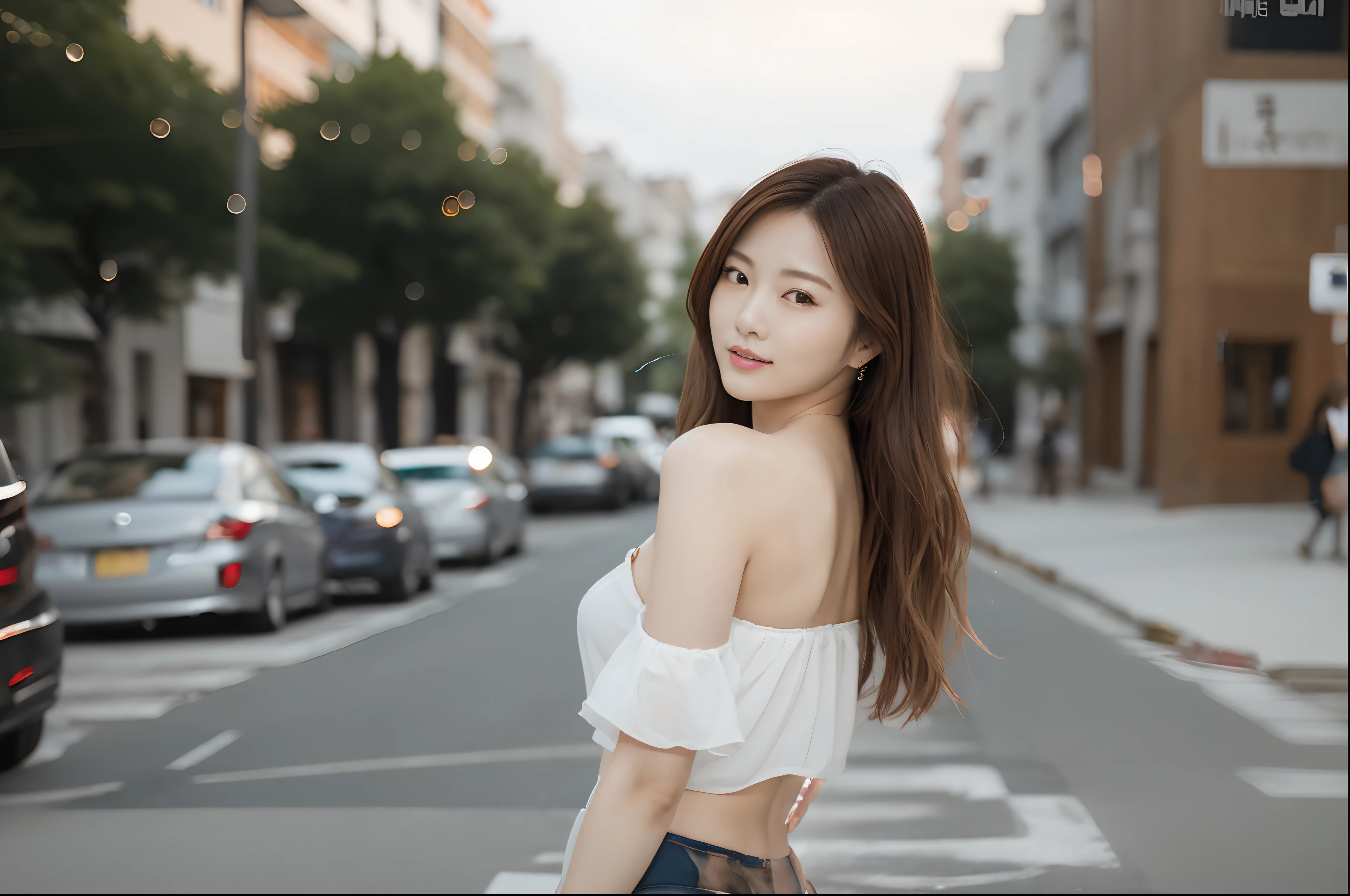 there is a woman standing on the street with a cigarette in her mouth, gorgeous young korean woman, beautiful young korean woman, beautiful south korean woman, korean girl, korean woman, beautiful asian girl, beautiful asian woman, korean women's fashion model, asian girl with long hair, beautiful young asian woman, cute young woman, posing in an urban street, chinese girl